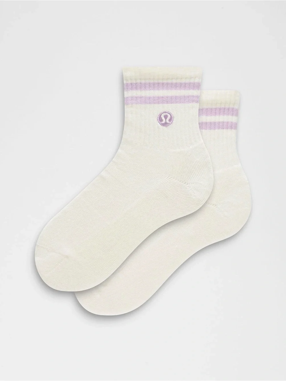 NWT Lululemon Unisex Daily Essential Quarter Sock Stripe in Coconut Ivory/ Lilac